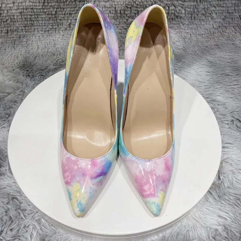 12cm Women's art graffiti high heels