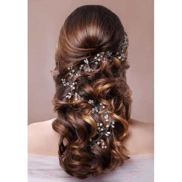 2pcs Bridal Hair Vines Crystal Pearl Hairpin Handmade Wedding Headpiece Gold
