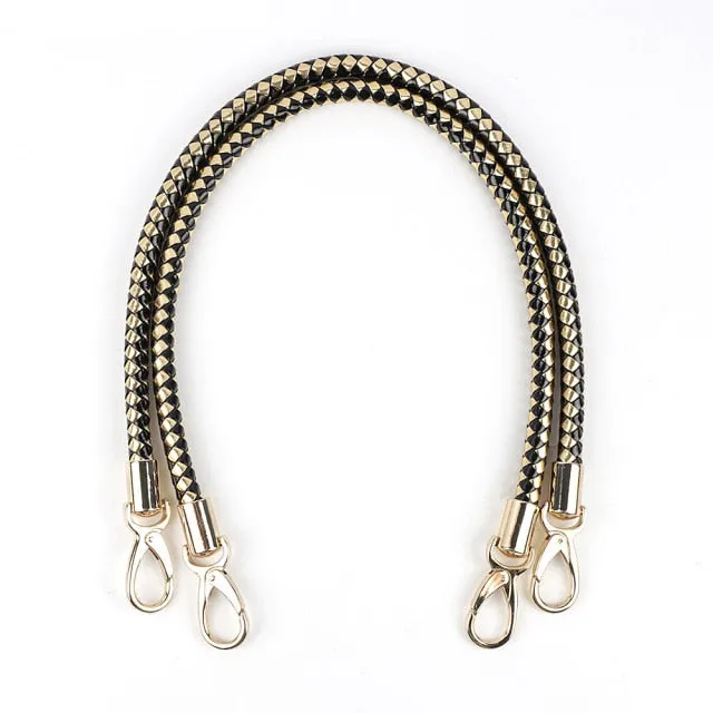 2pcs PU Leather Braided Rope Handles for Handbag Shoulder Bag Strap Handmade Bag DIY Accessories Alloy Metal Hook Buckle KZ0346