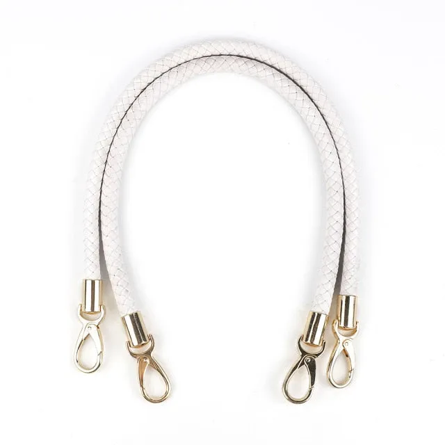 2pcs PU Leather Braided Rope Handles for Handbag Shoulder Bag Strap Handmade Bag DIY Accessories Alloy Metal Hook Buckle KZ0346