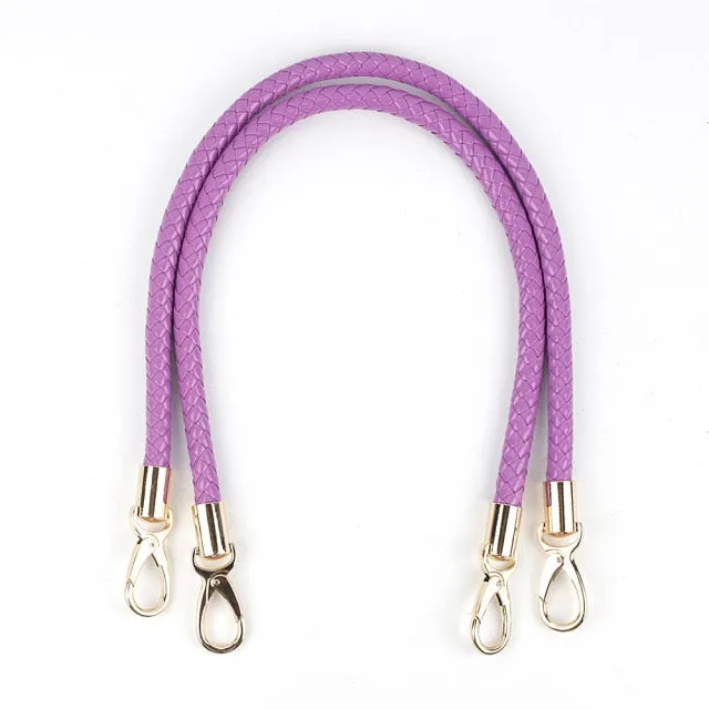 2pcs PU Leather Braided Rope Handles for Handbag Shoulder Bag Strap Handmade Bag DIY Accessories Alloy Metal Hook Buckle KZ0346