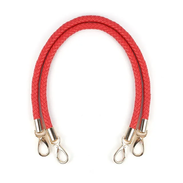 2pcs PU Leather Braided Rope Handles for Handbag Shoulder Bag Strap Handmade Bag DIY Accessories Alloy Metal Hook Buckle KZ0346