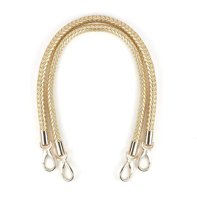 2pcs PU Leather Braided Rope Handles for Handbag Shoulder Bag Strap Handmade Bag DIY Accessories Alloy Metal Hook Buckle KZ0346