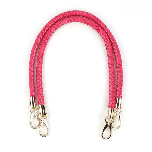 2pcs PU Leather Braided Rope Handles for Handbag Shoulder Bag Strap Handmade Bag DIY Accessories Alloy Metal Hook Buckle KZ0346