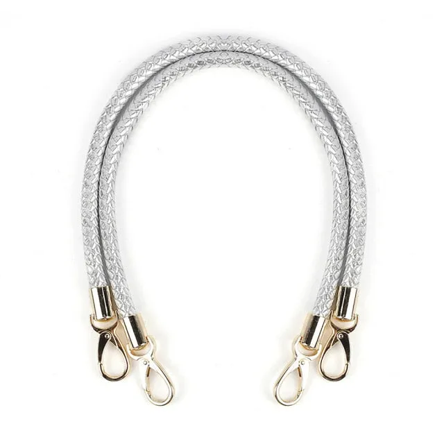 2pcs PU Leather Braided Rope Handles for Handbag Shoulder Bag Strap Handmade Bag DIY Accessories Alloy Metal Hook Buckle KZ0346
