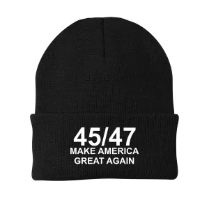 45/47 MAGA Trump Embroidered Beanie