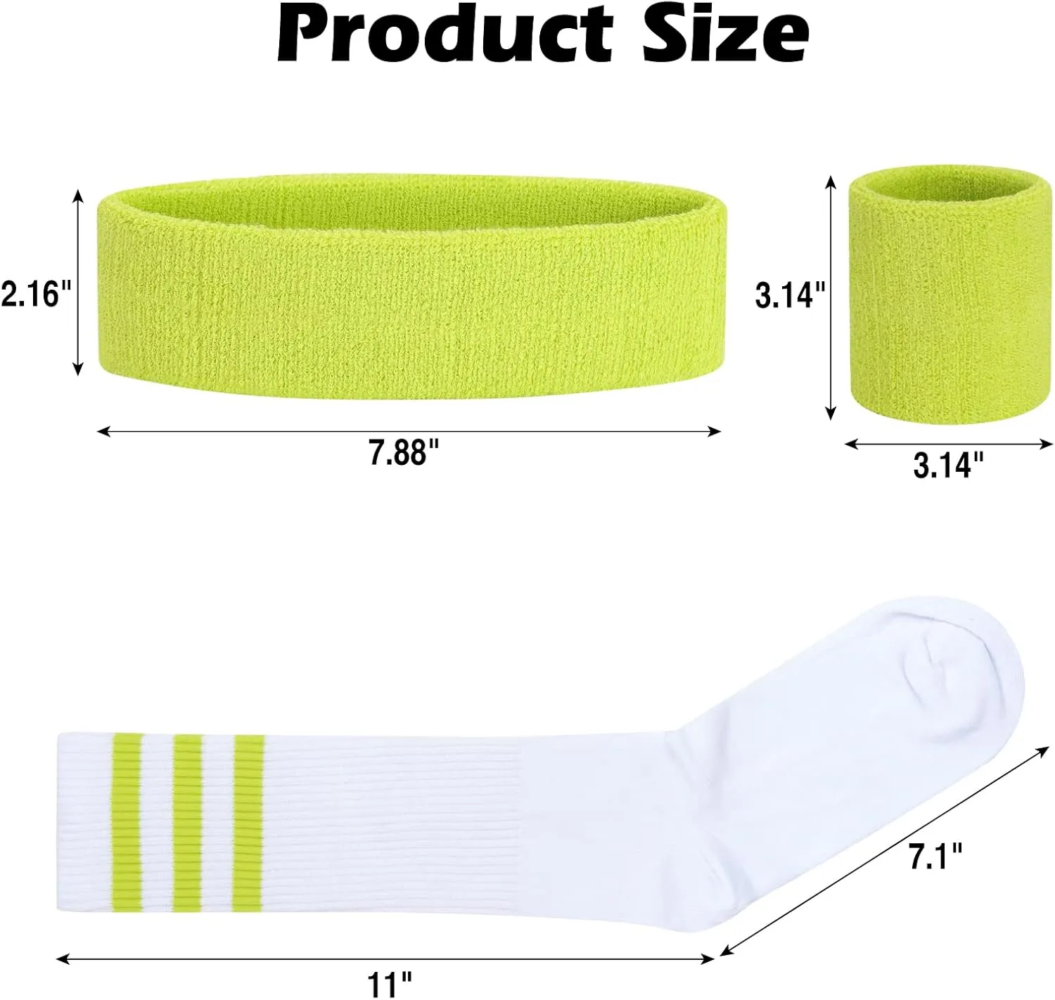 5 Piece Sweatbands Striped Socks Set Sports Headband Wristbands High Tube Socks