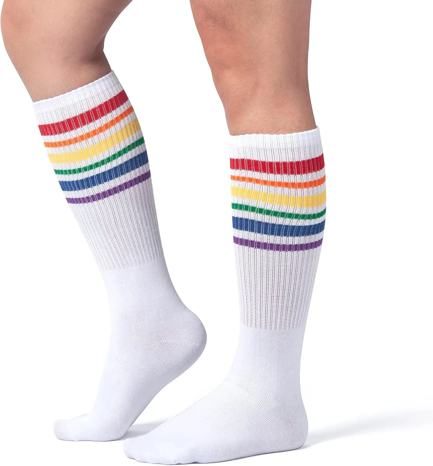 5 Piece Sweatbands Striped Socks Set Sports Headband Wristbands High Tube Socks