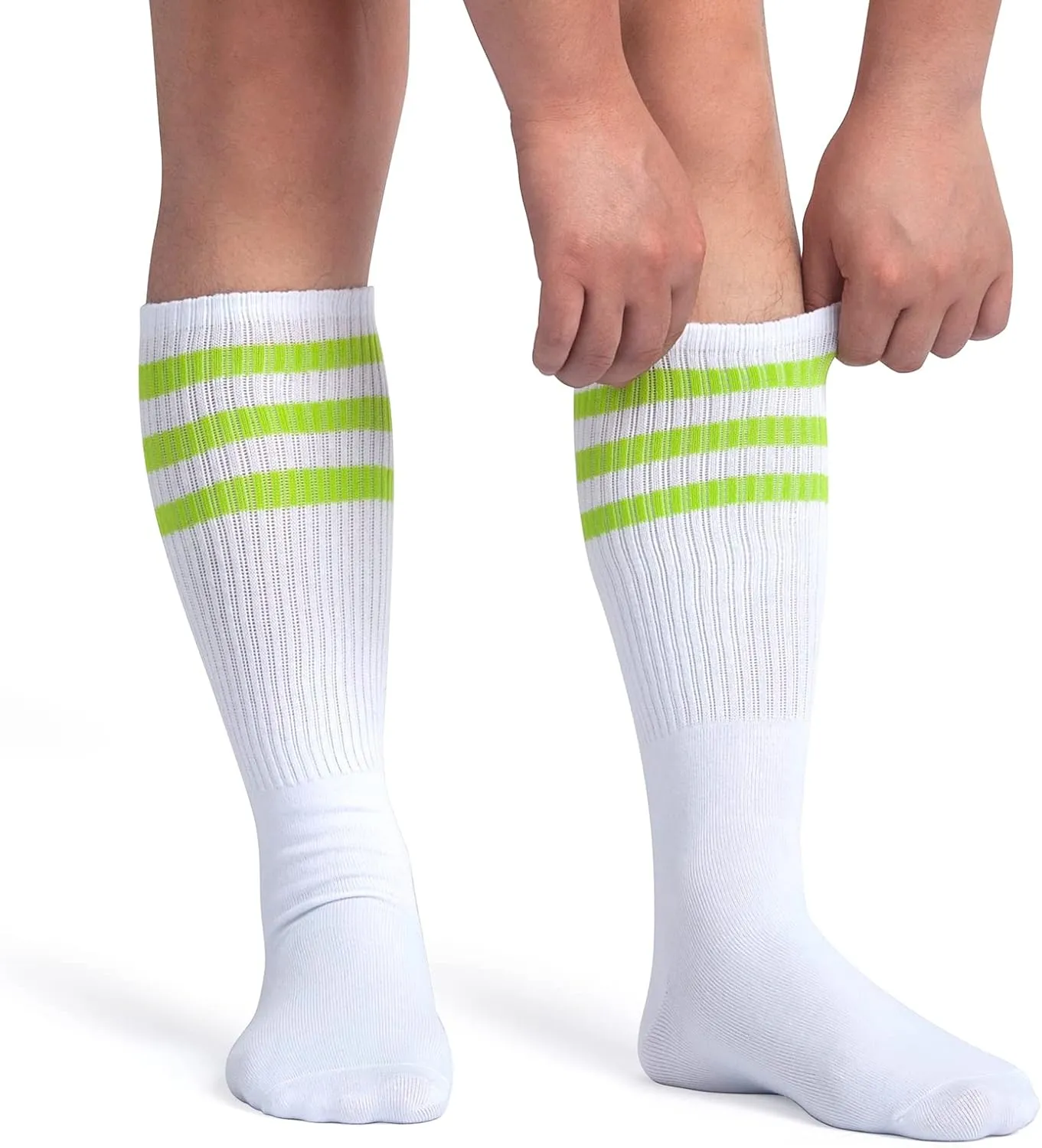5 Piece Sweatbands Striped Socks Set Sports Headband Wristbands High Tube Socks