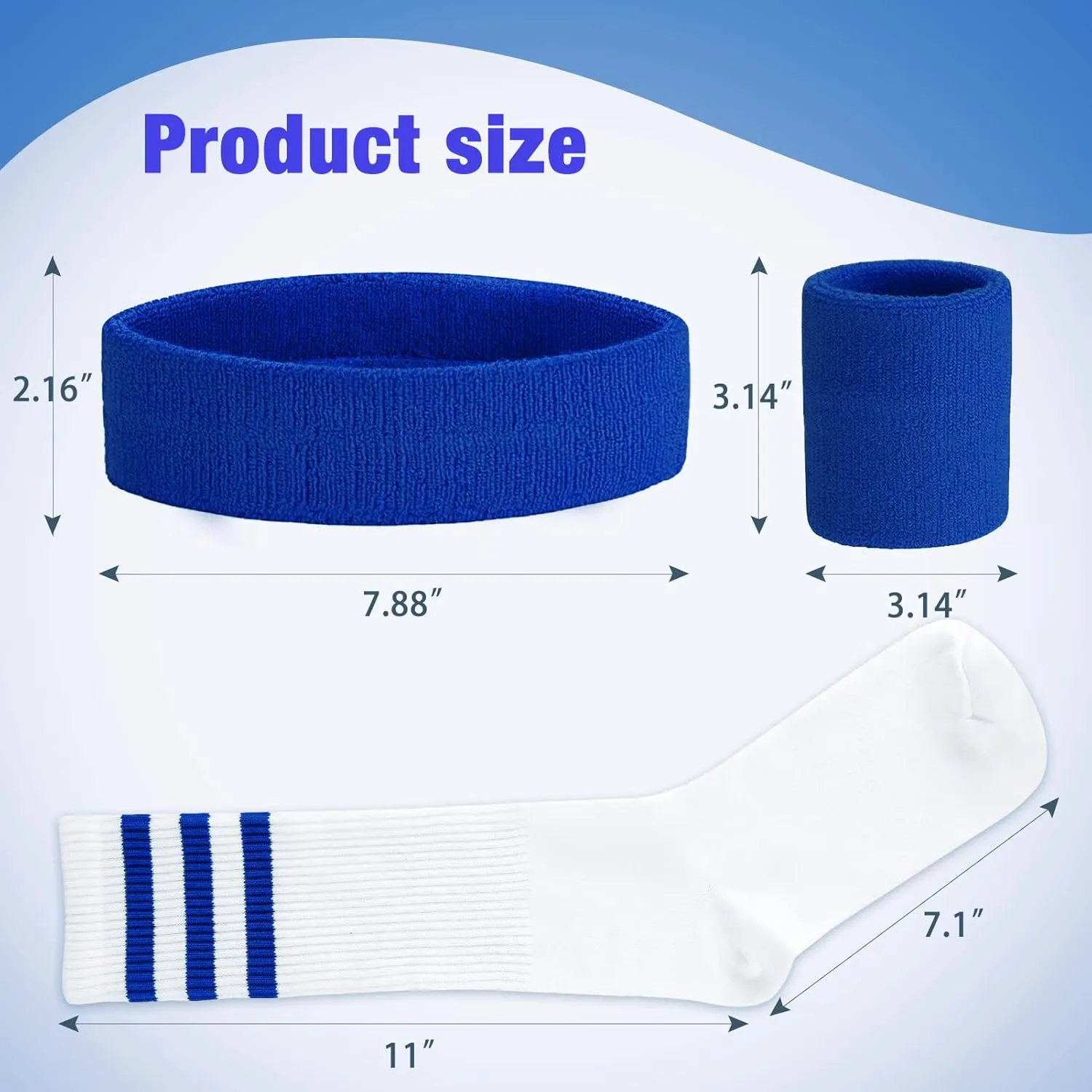 5 Piece Sweatbands Striped Socks Set Sports Headband Wristbands High Tube Socks