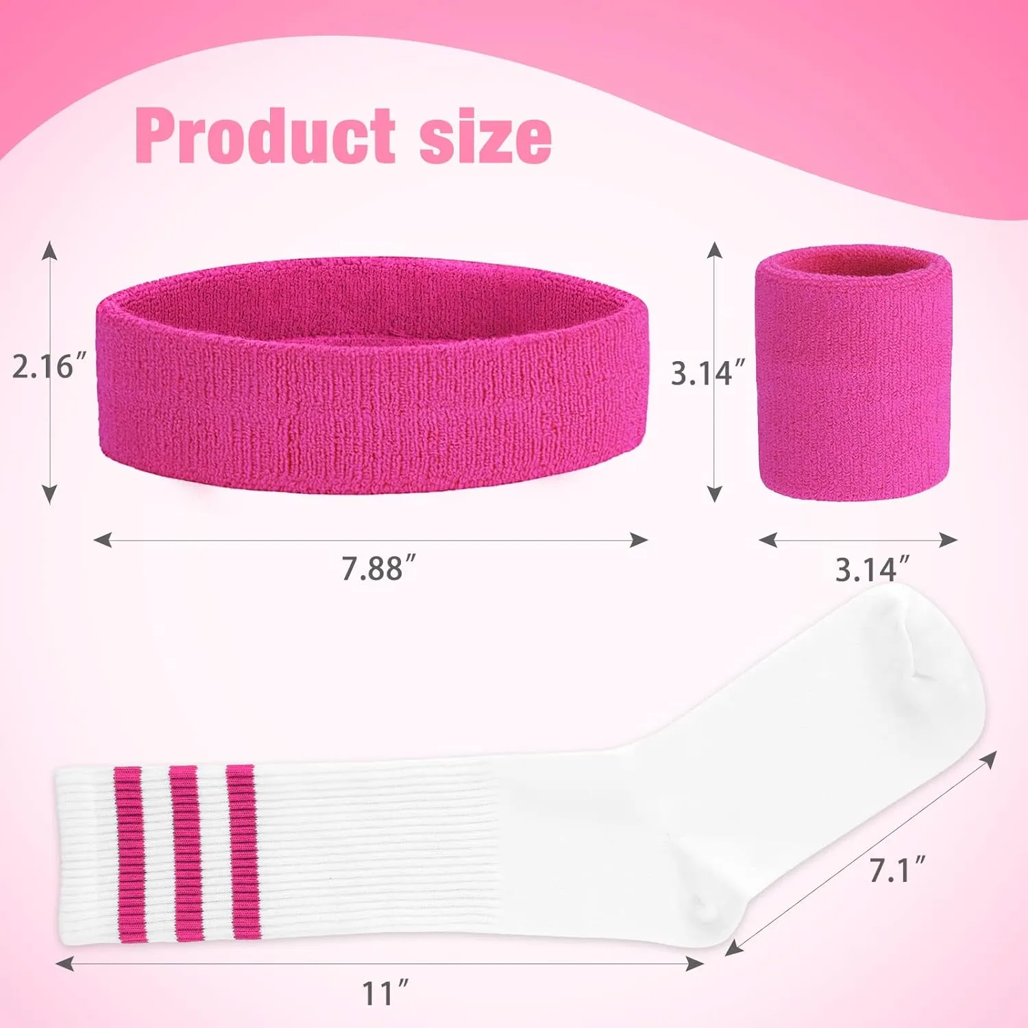 5 Piece Sweatbands Striped Socks Set Sports Headband Wristbands High Tube Socks