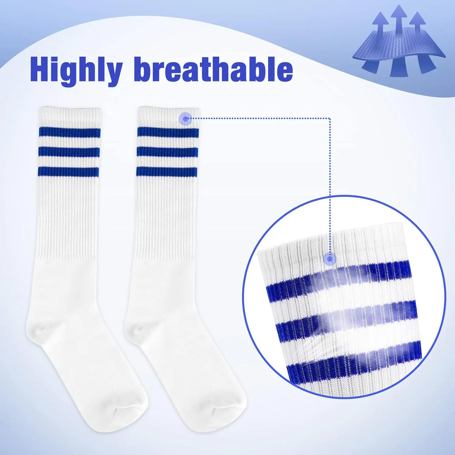 5 Piece Sweatbands Striped Socks Set Sports Headband Wristbands High Tube Socks