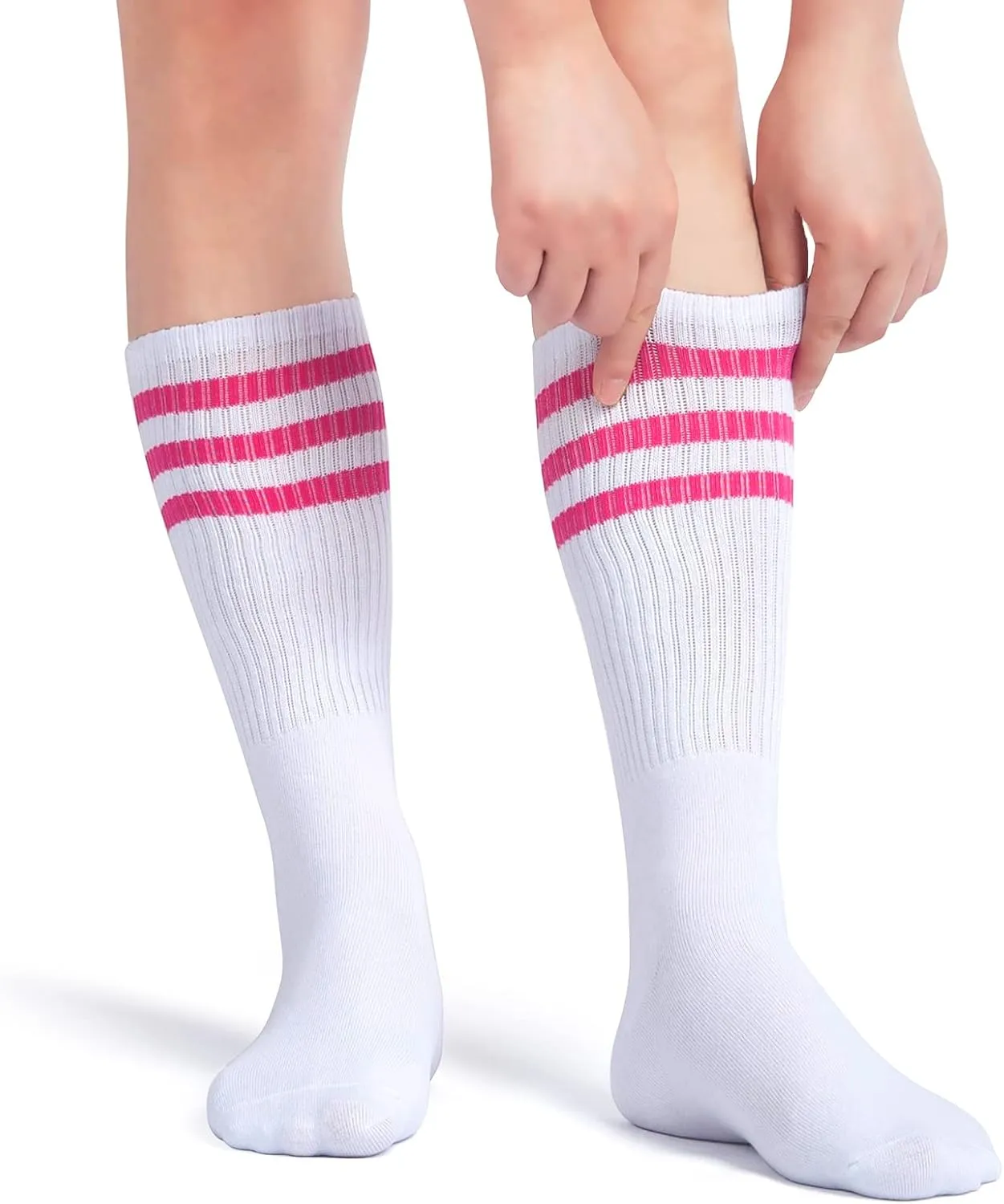 5 Piece Sweatbands Striped Socks Set Sports Headband Wristbands High Tube Socks