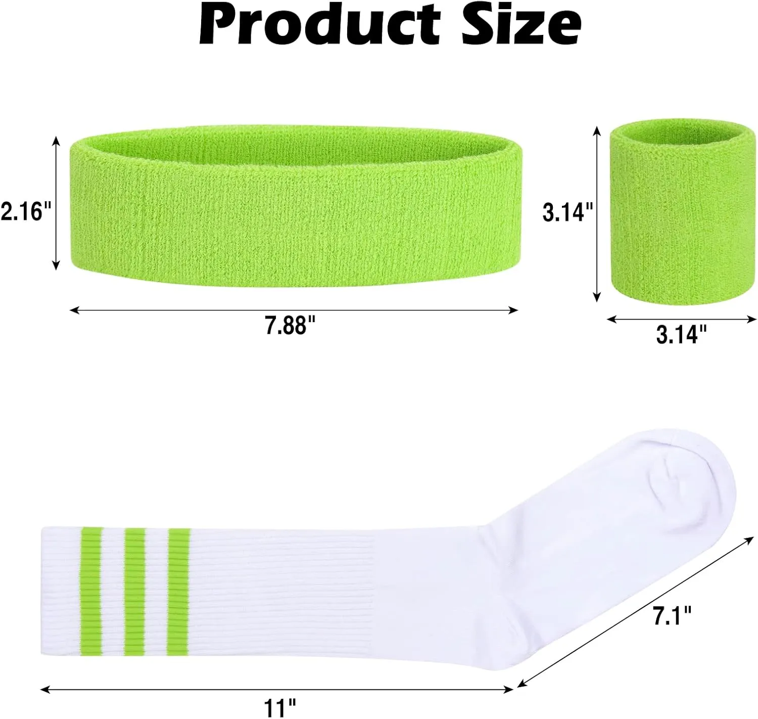 5 Piece Sweatbands Striped Socks Set Sports Headband Wristbands High Tube Socks