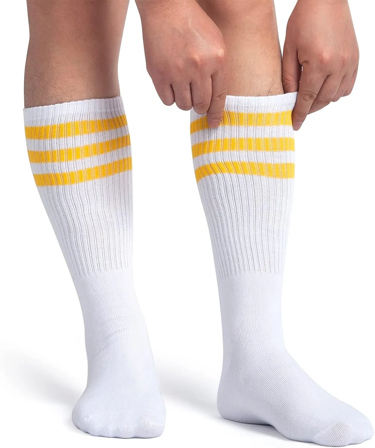 5 Piece Sweatbands Striped Socks Set Sports Headband Wristbands High Tube Socks