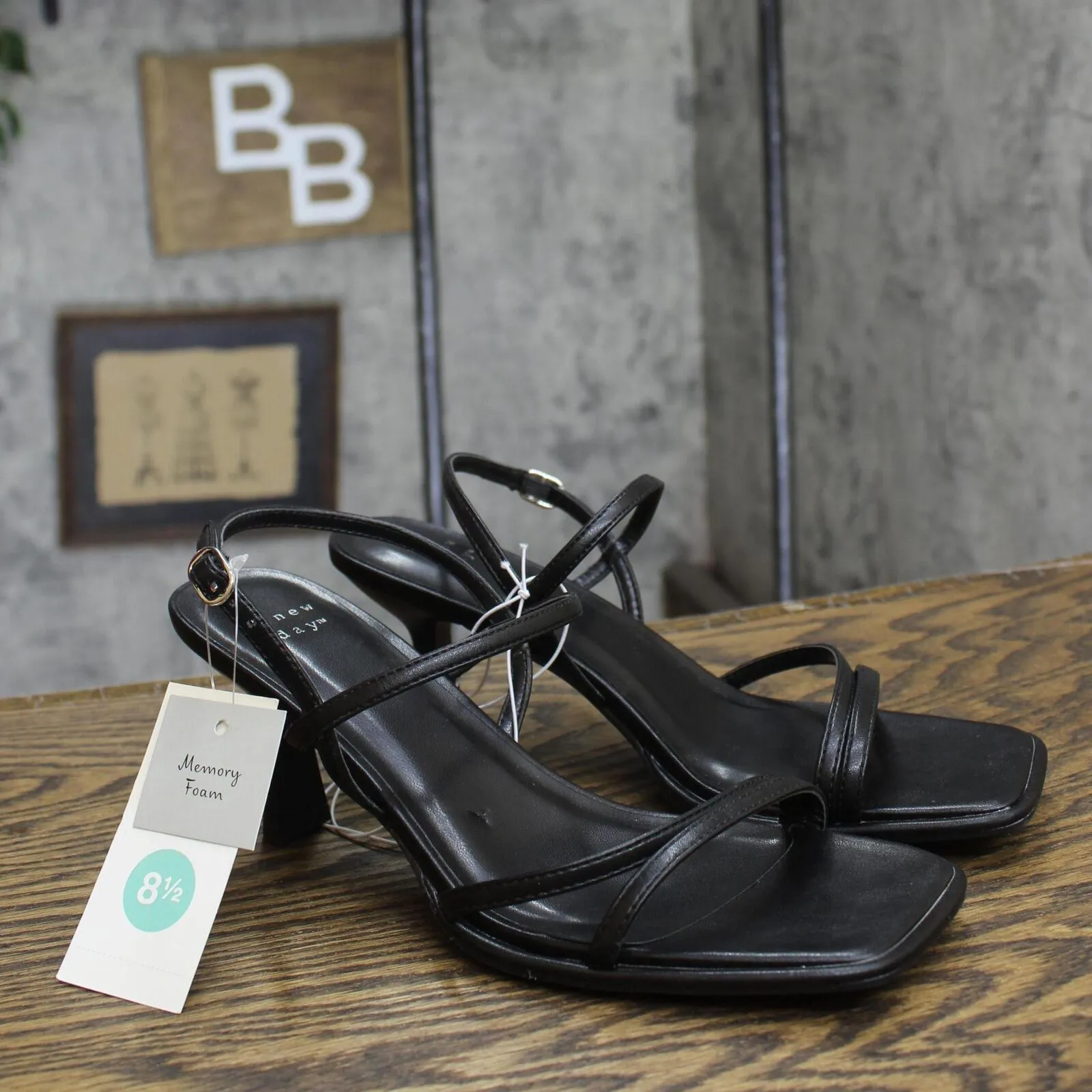 A New Day Womens Dottie Strappy Heels 87931635 Black 8.5M