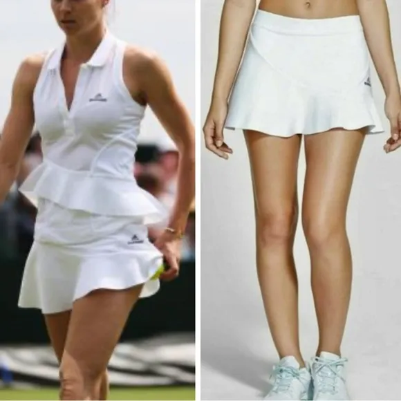 Adidas Stella McCartney Barricade Skort Ruffle Skirt w Shorts White Tennis Golf
