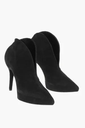 Alaia Suede Booties with Front V Design 11cm
