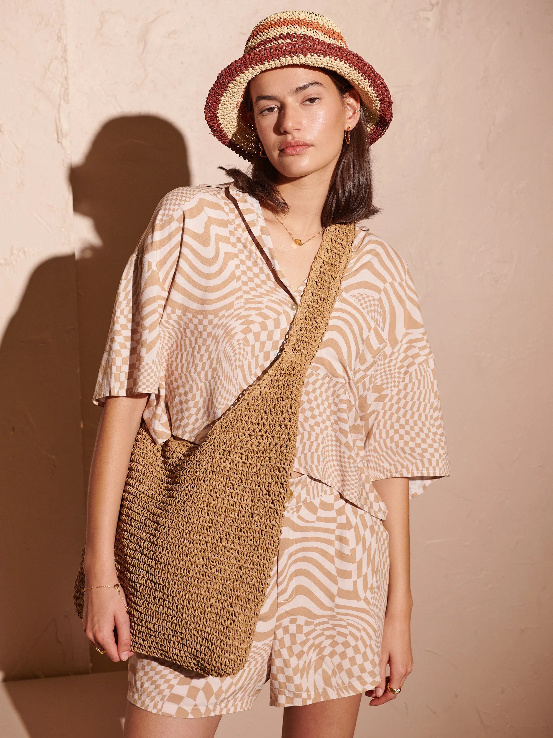 Alana Striped Straw Bucket Hat