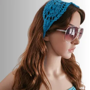 Alice Blue Crochet Tie Back Headband