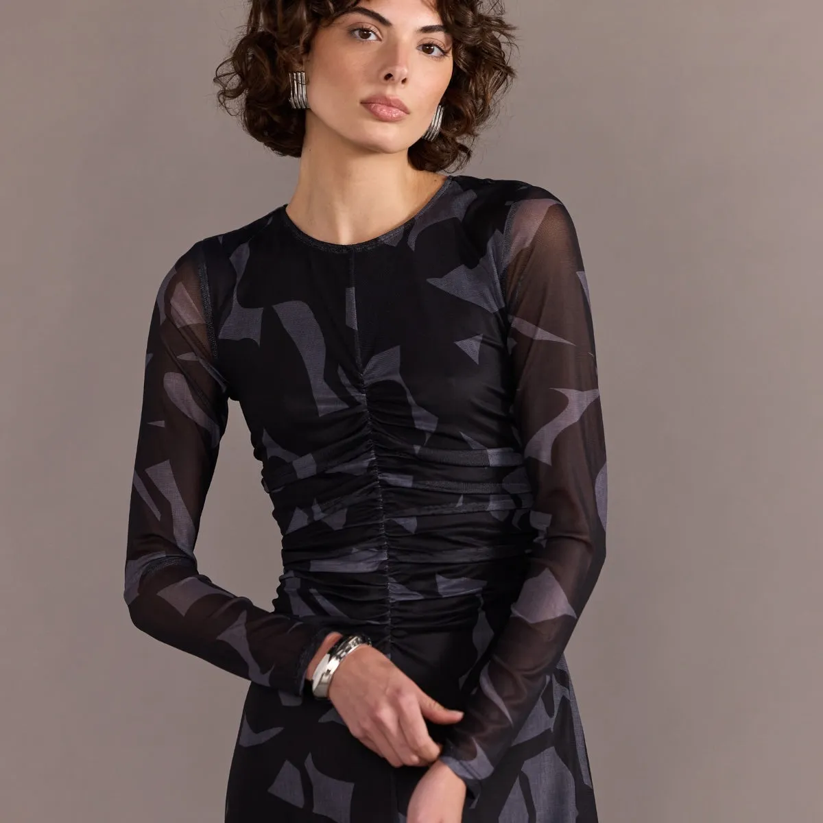 Aura Mesh Dress (Black/Grey)