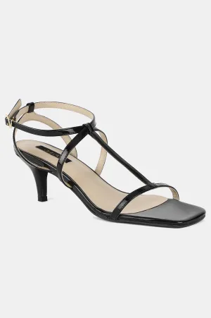Aurelia Black Square Toe Solid Stiletto - ZFranny