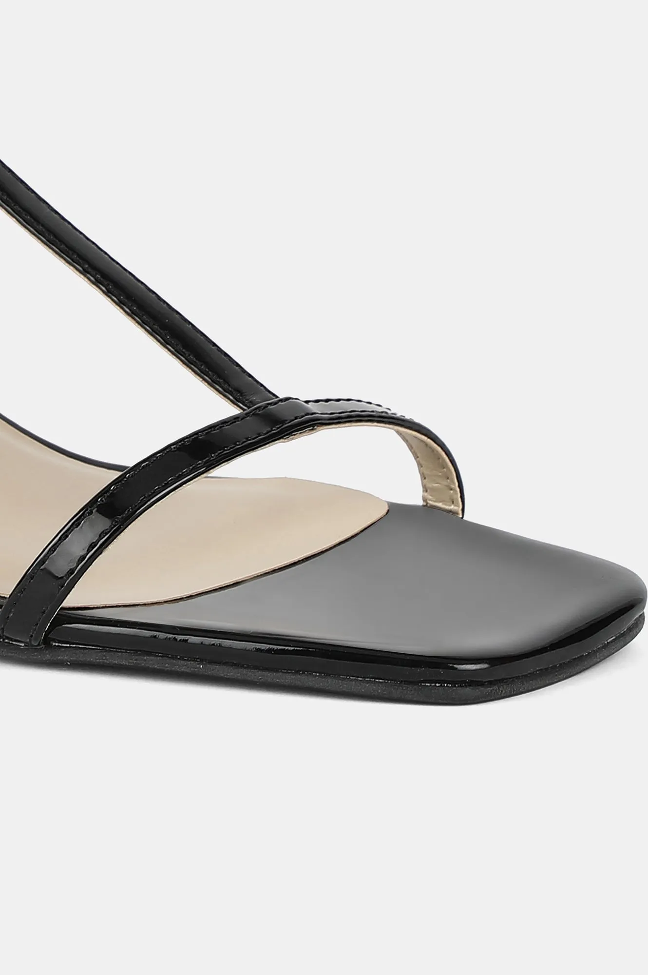 Aurelia Black Square Toe Solid Stiletto - ZFranny