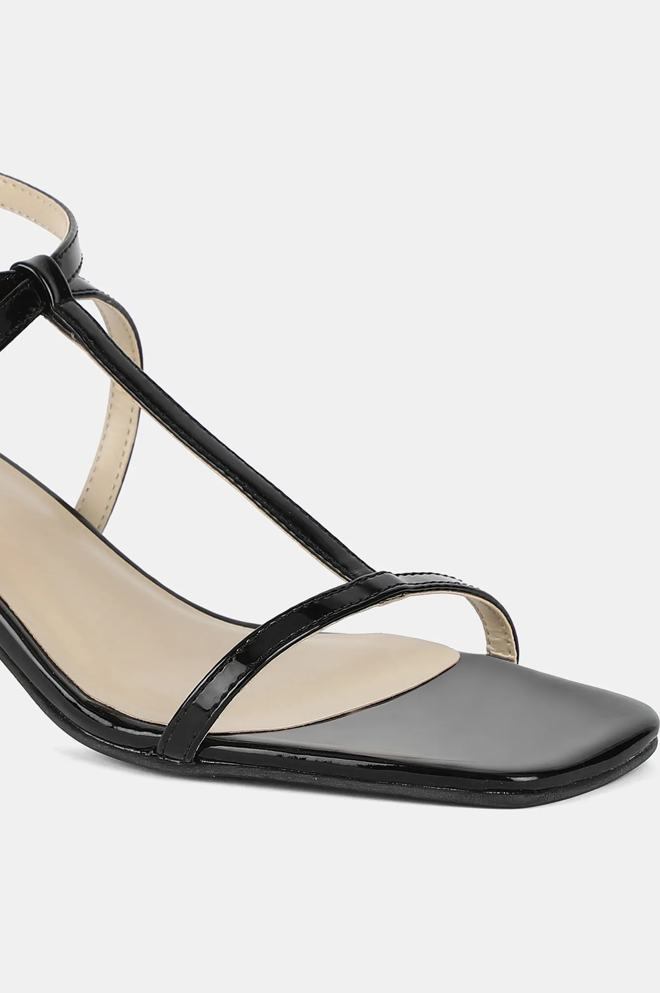 Aurelia Black Square Toe Solid Stiletto - ZFranny