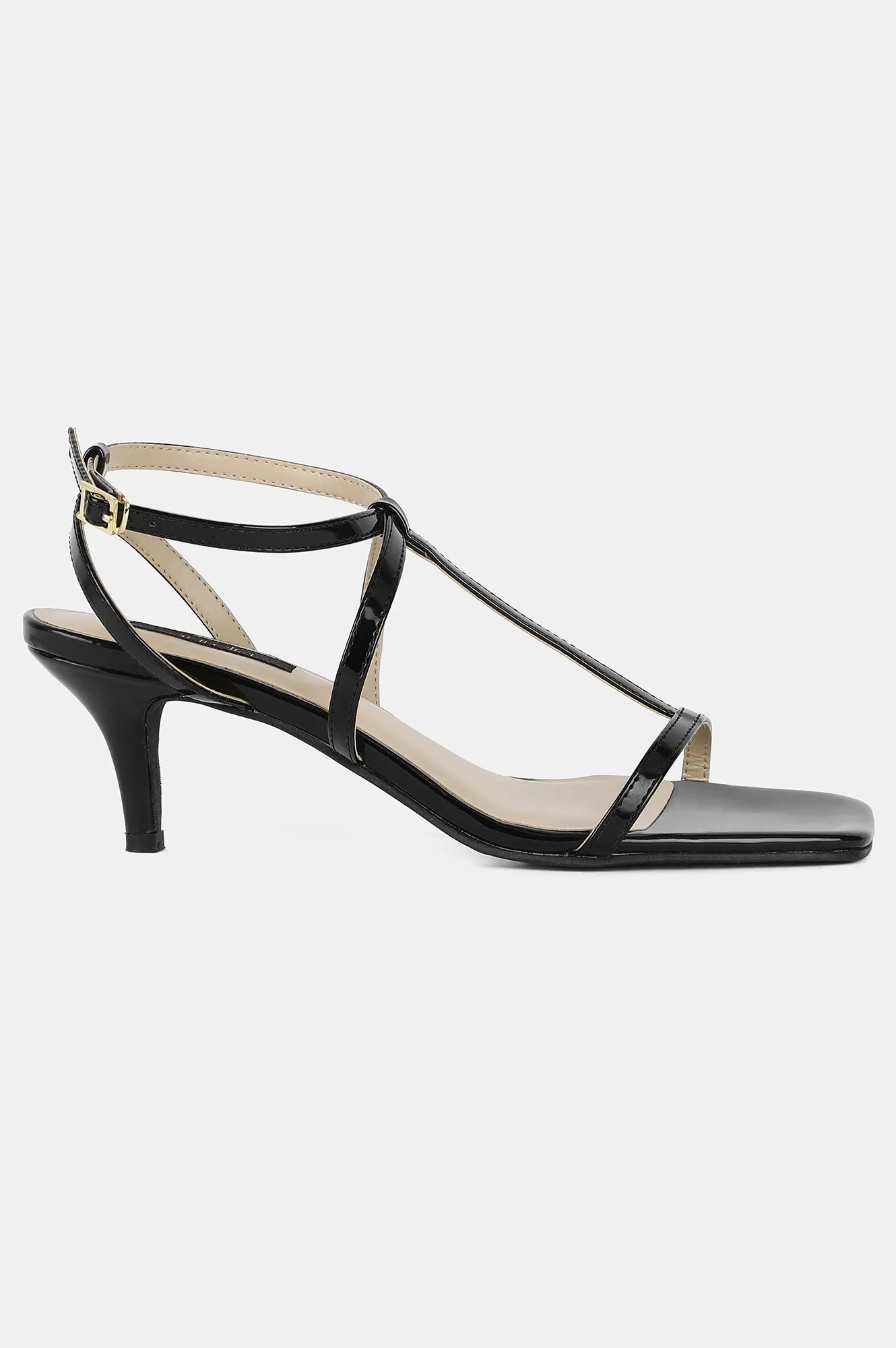 Aurelia Black Square Toe Solid Stiletto - ZFranny