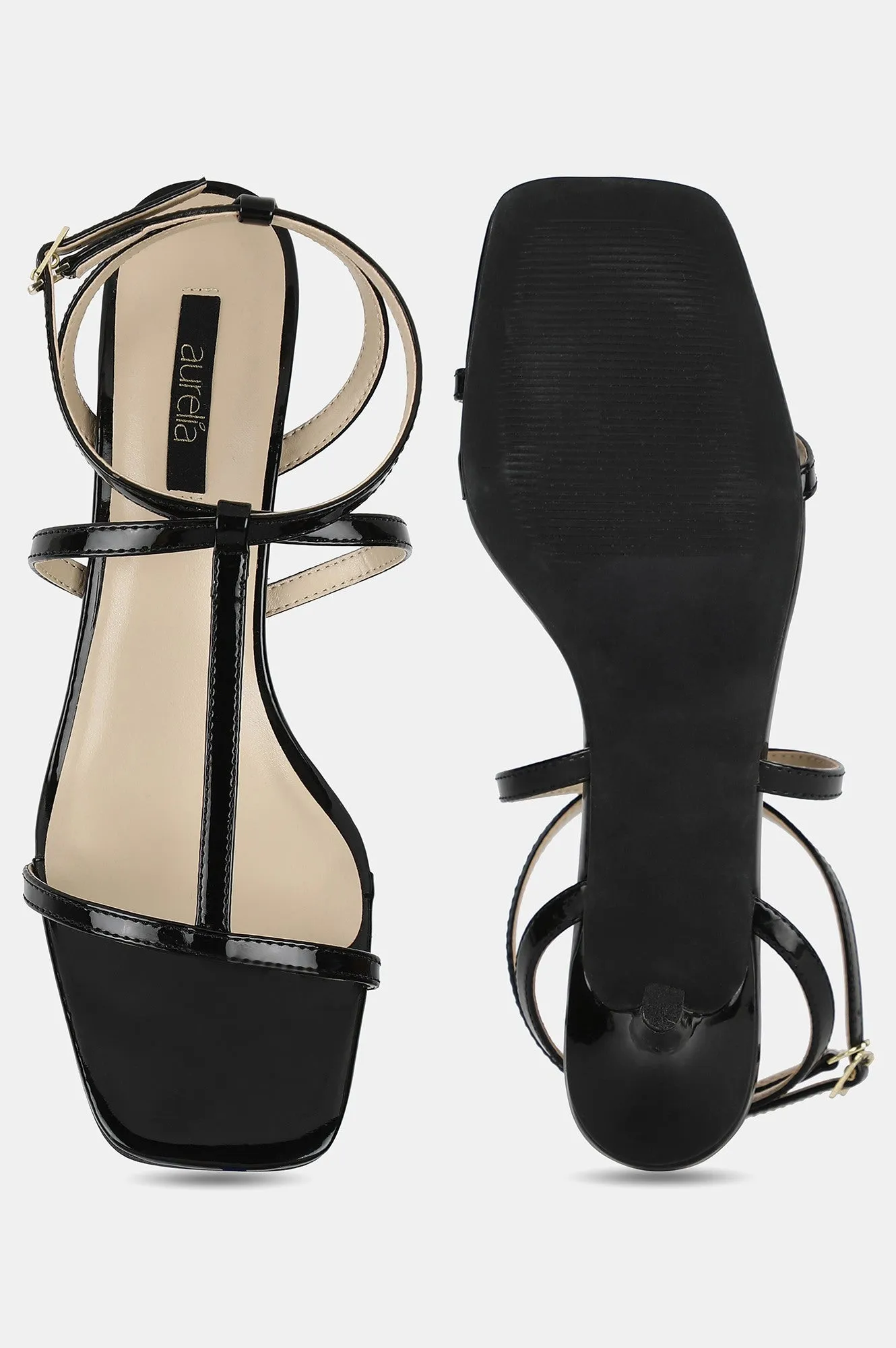 Aurelia Black Square Toe Solid Stiletto - ZFranny