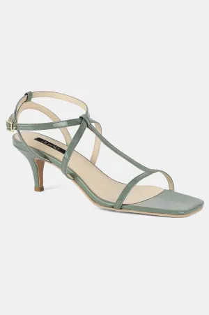 Aurelia Green Square Toe Solid Stiletto - ZFranny