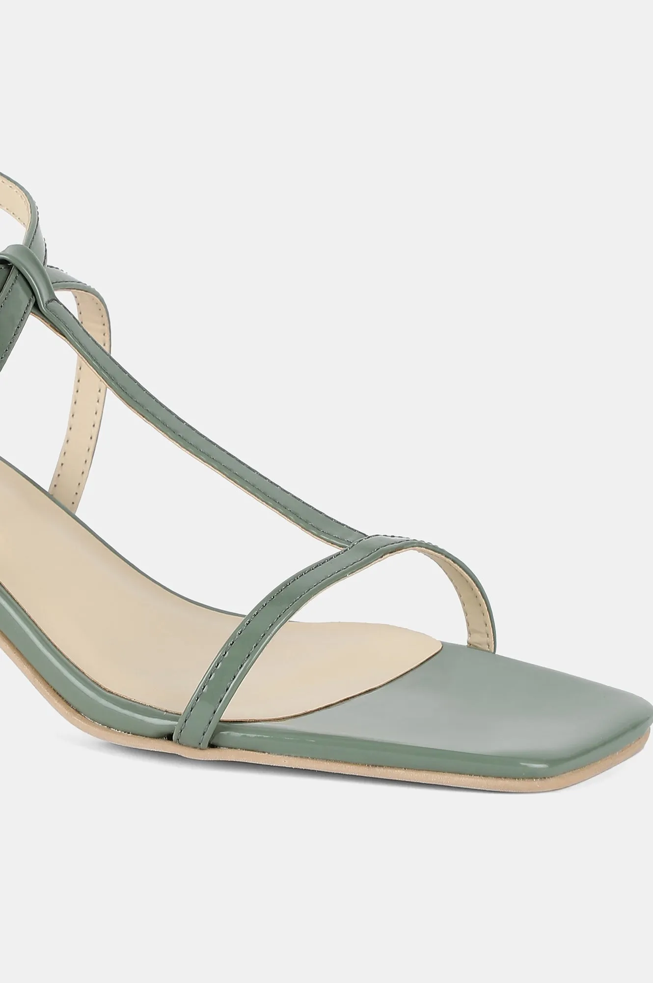 Aurelia Green Square Toe Solid Stiletto - ZFranny