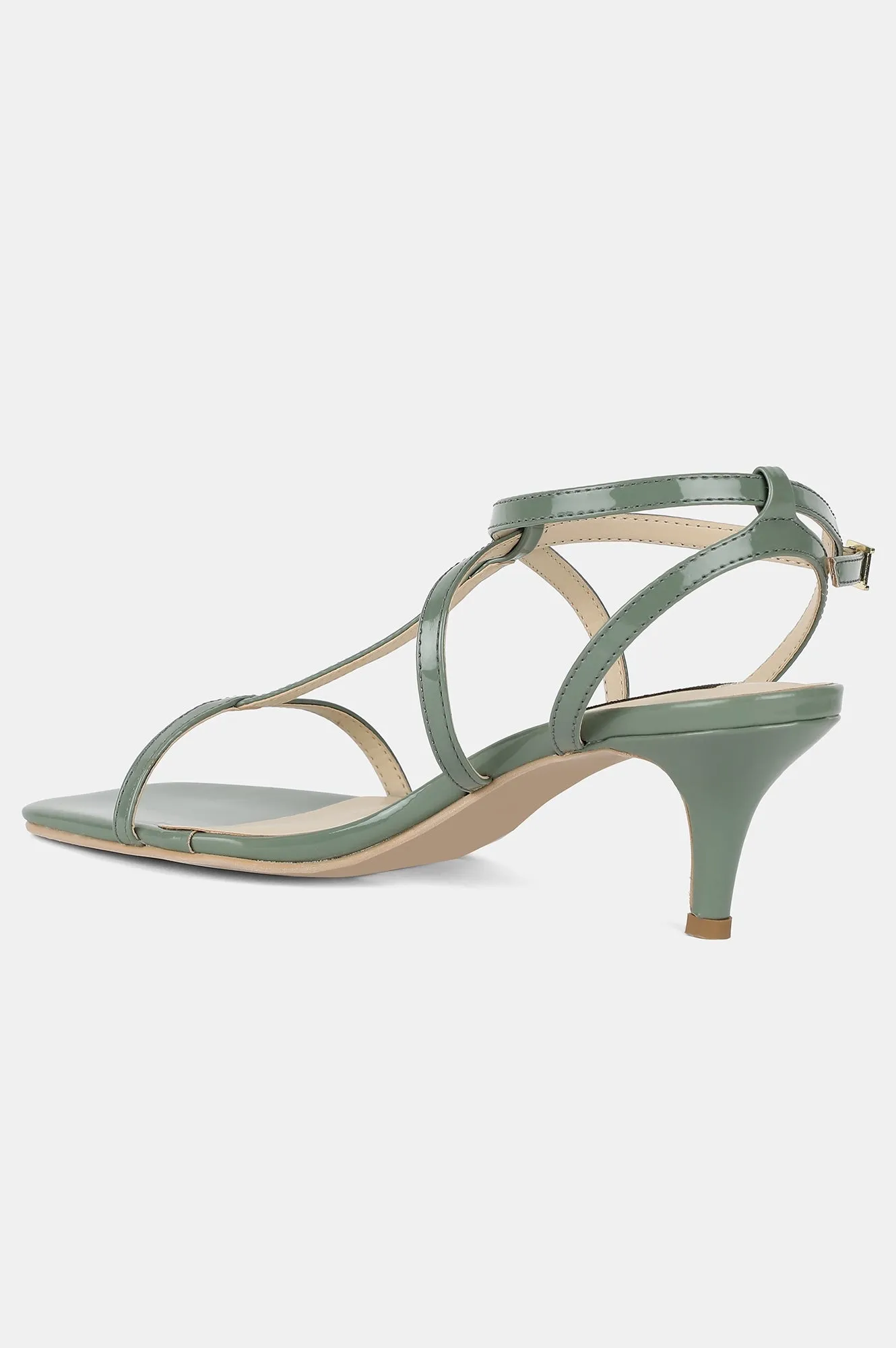 Aurelia Green Square Toe Solid Stiletto - ZFranny