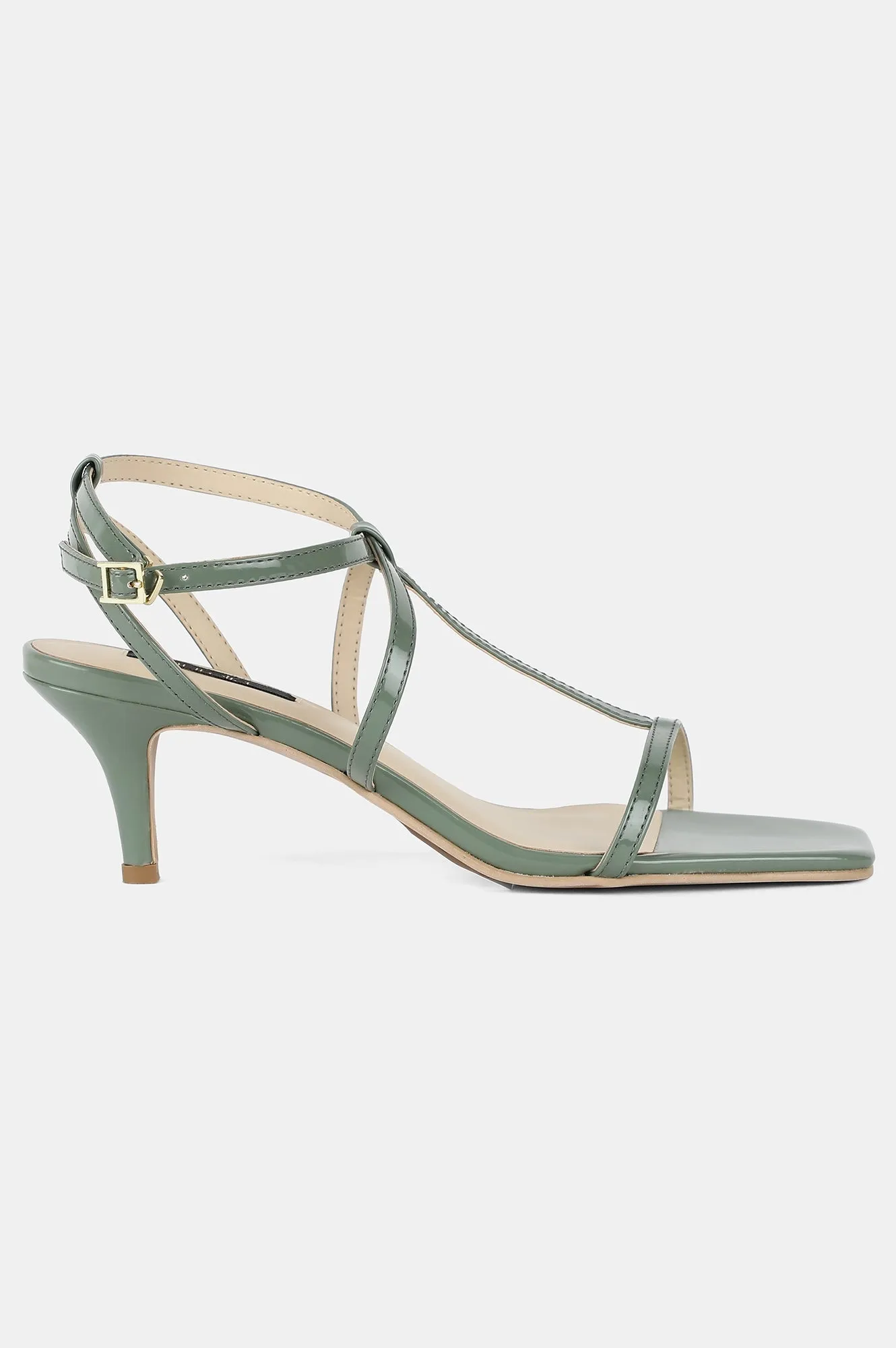 Aurelia Green Square Toe Solid Stiletto - ZFranny