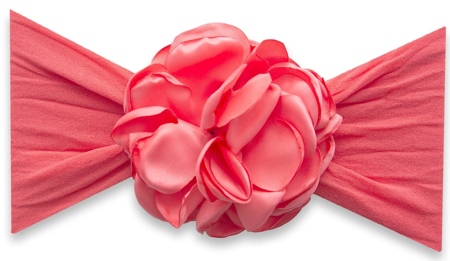 Baby Bling Silk Ruffle Flower Headband-Salmon