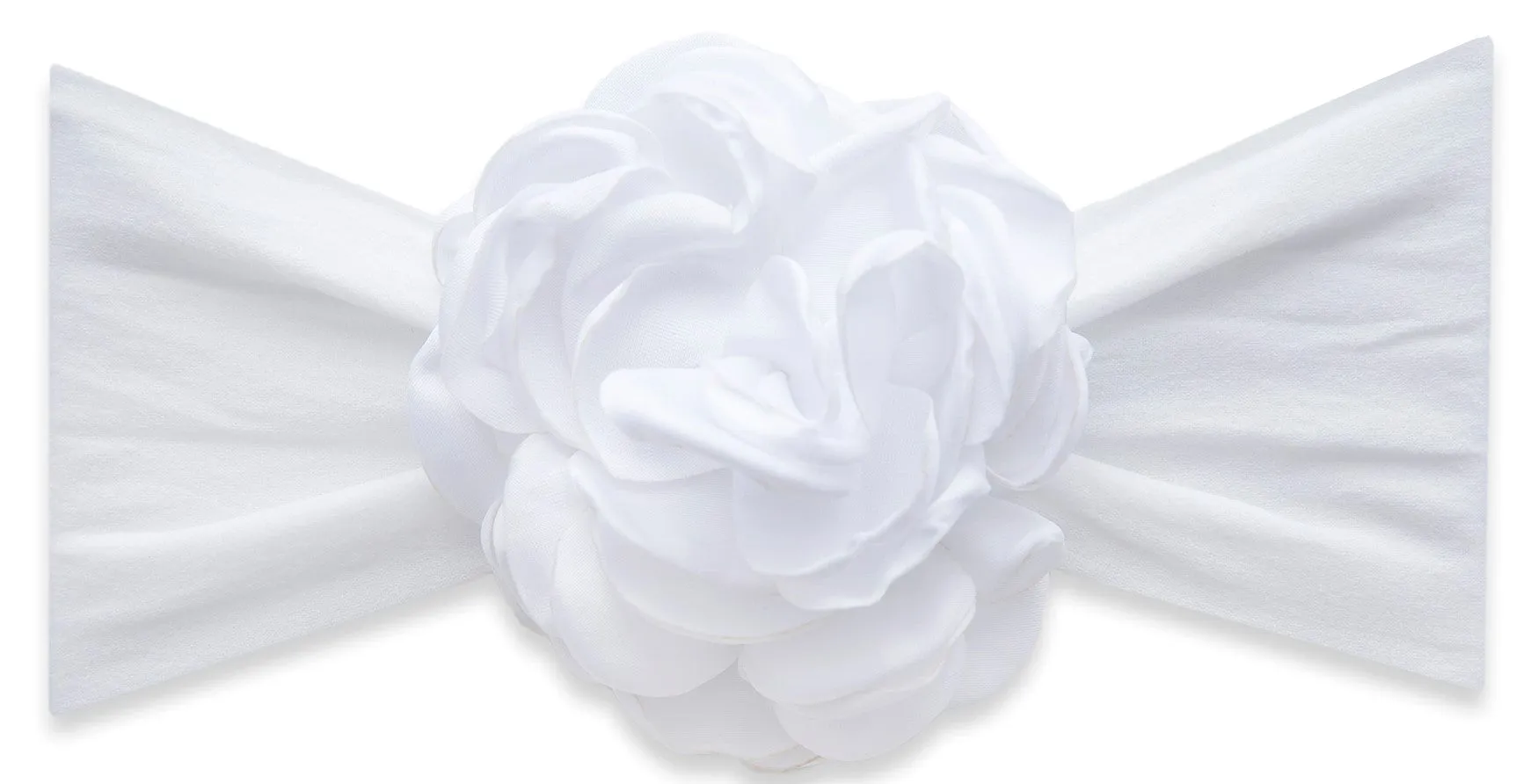 Baby Bling Silk Ruffle Flower Headband-White