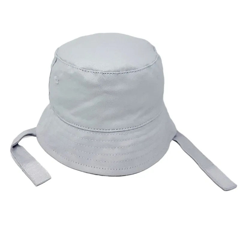 Baby Silver Cotton Bucket Hat With Chin Strap