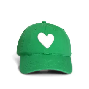 Baseball Hat Heart Patch - Bright Green