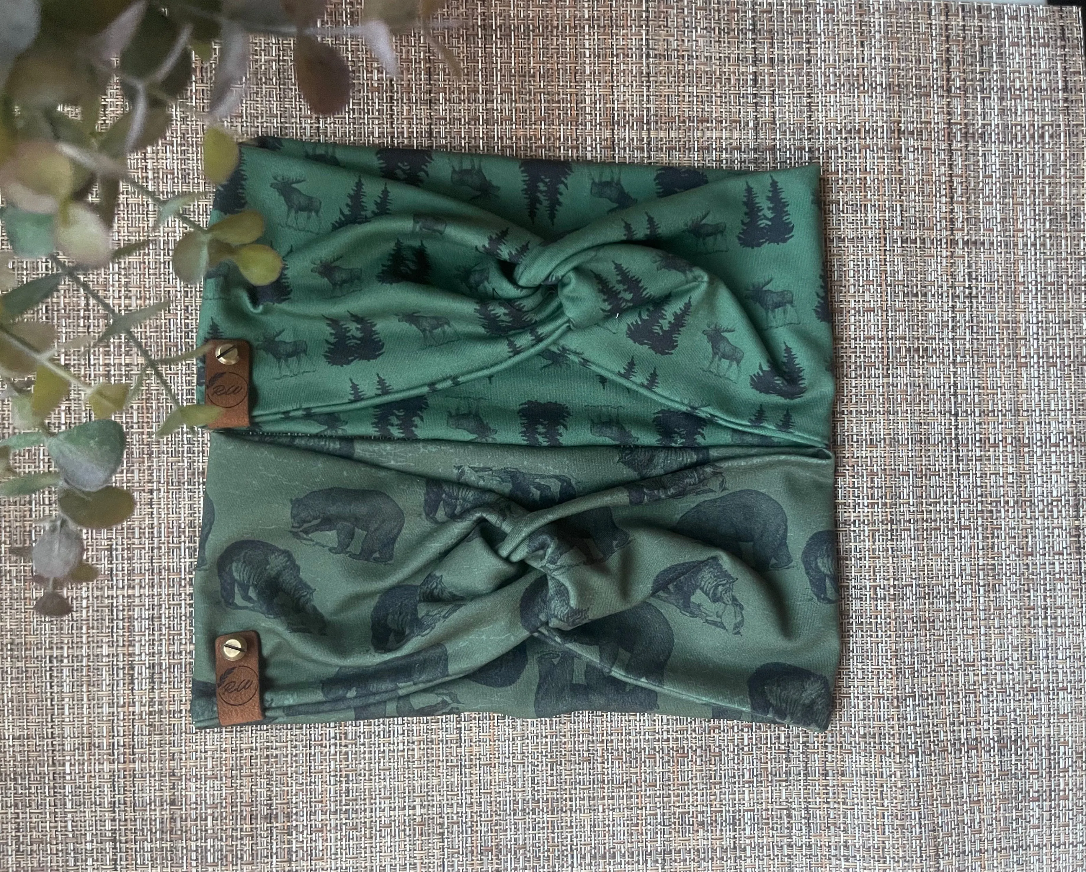 Bears & Fish Forest Green Twist Headband