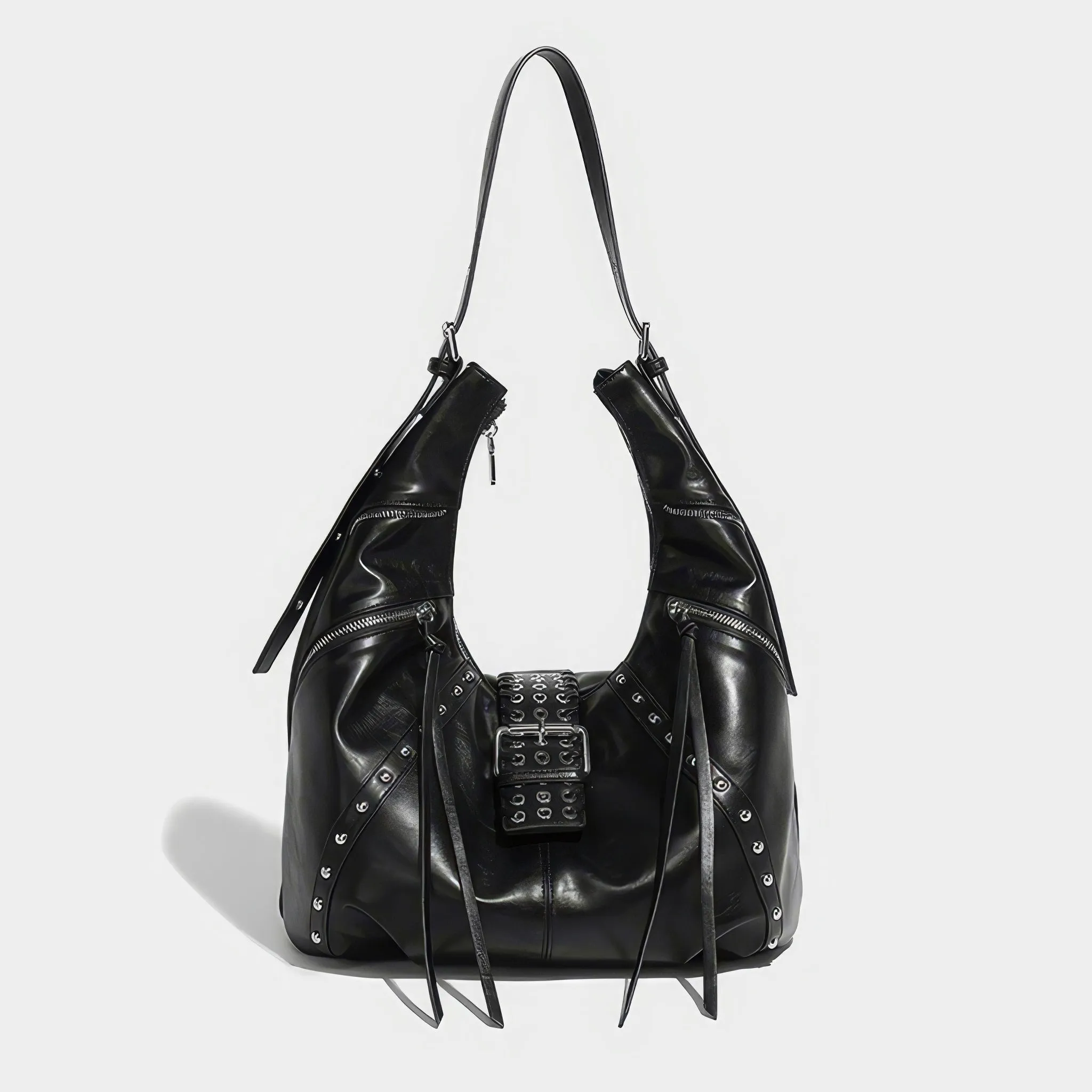 Belted Buckle Strap Soft Hobo Bag