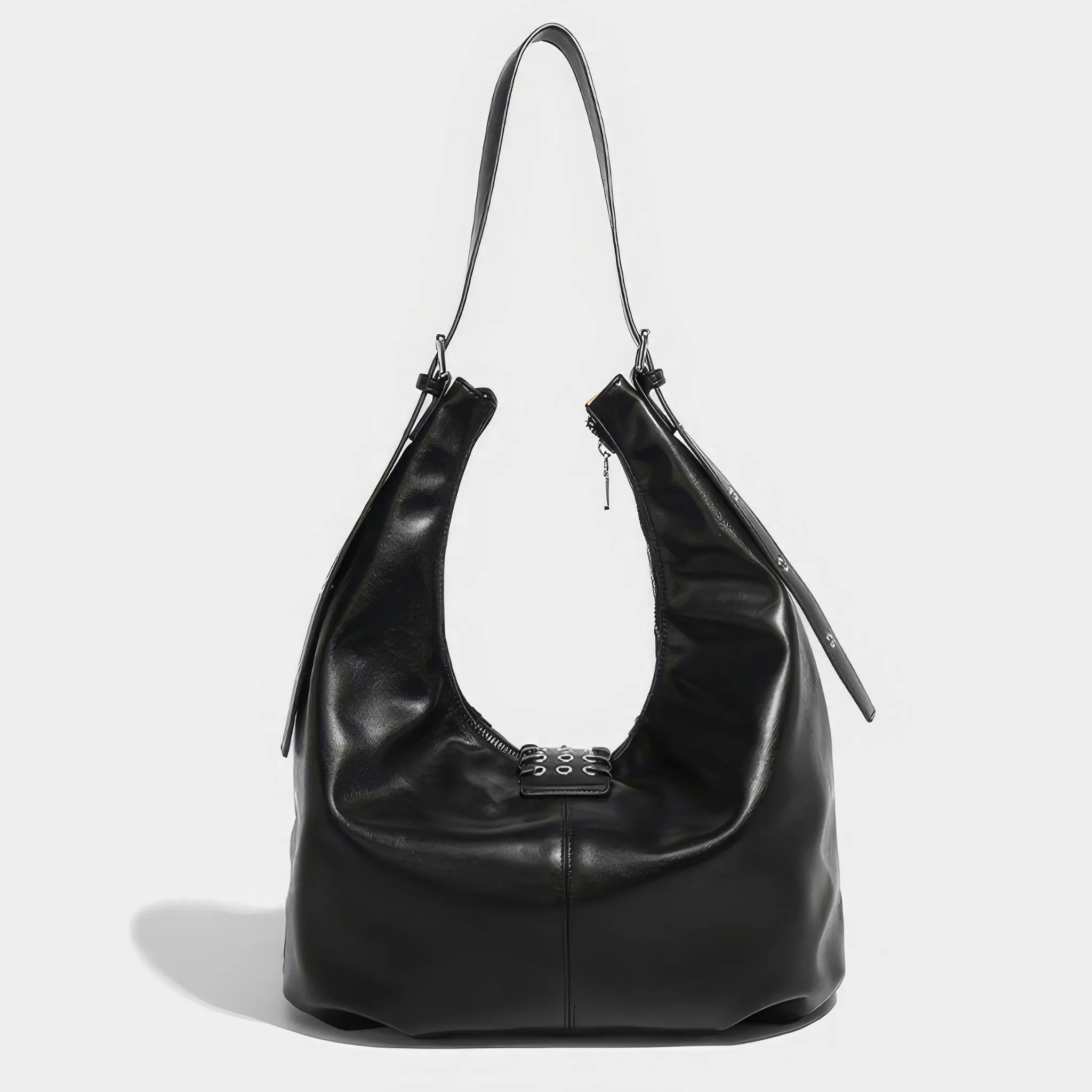 Belted Buckle Strap Soft Hobo Bag