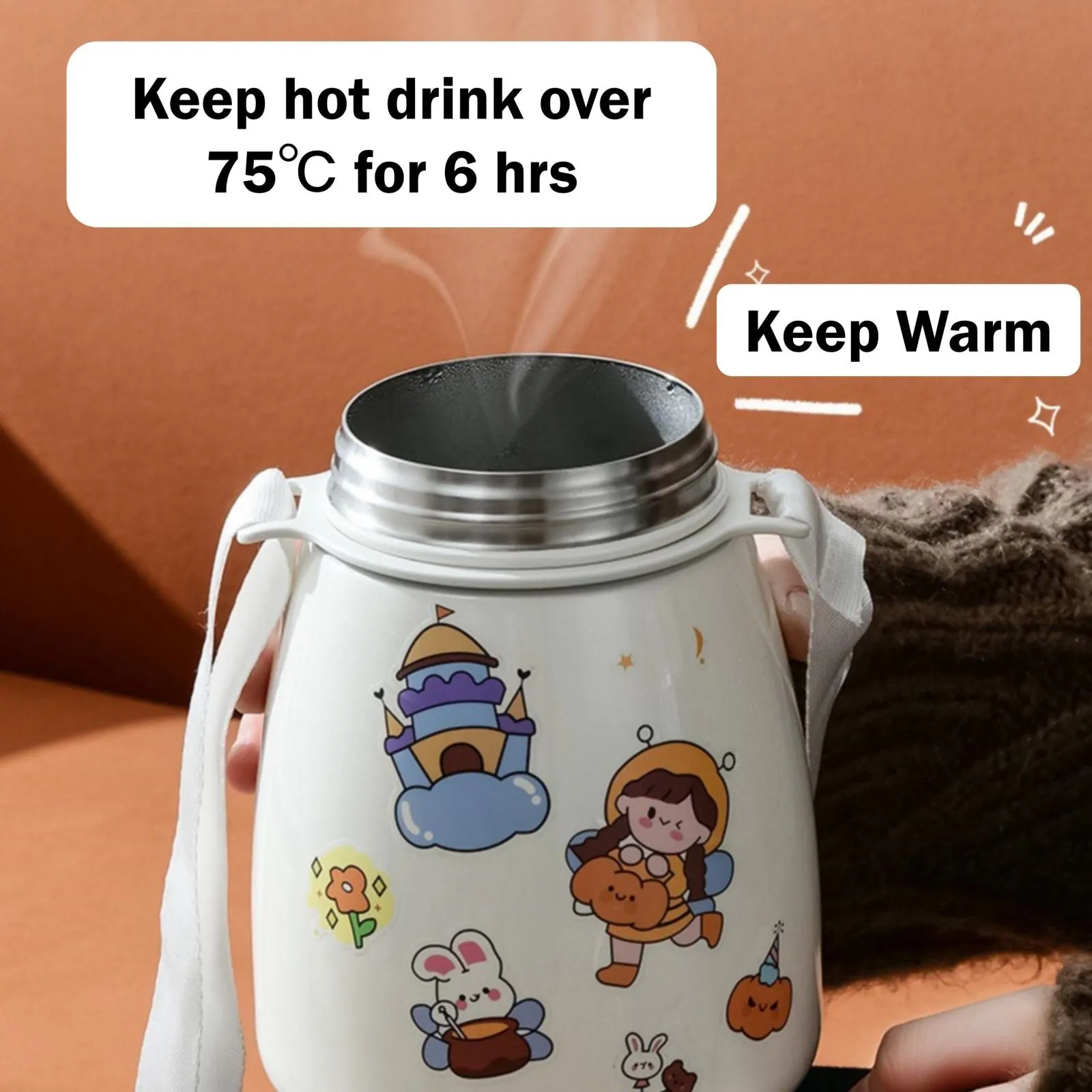 Big Belly Stainless Steel Water Bottles Leaf Proof 1000ml Large Capacity (Keep Cold and Warm)
