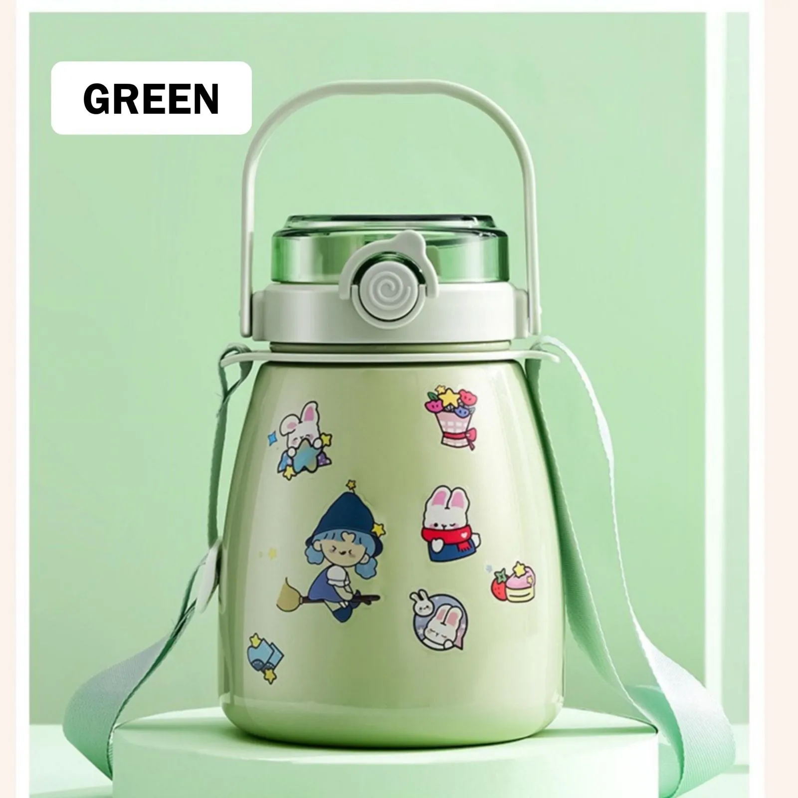 Big Belly Stainless Steel Water Bottles Leaf Proof 1000ml Large Capacity (Keep Cold and Warm)