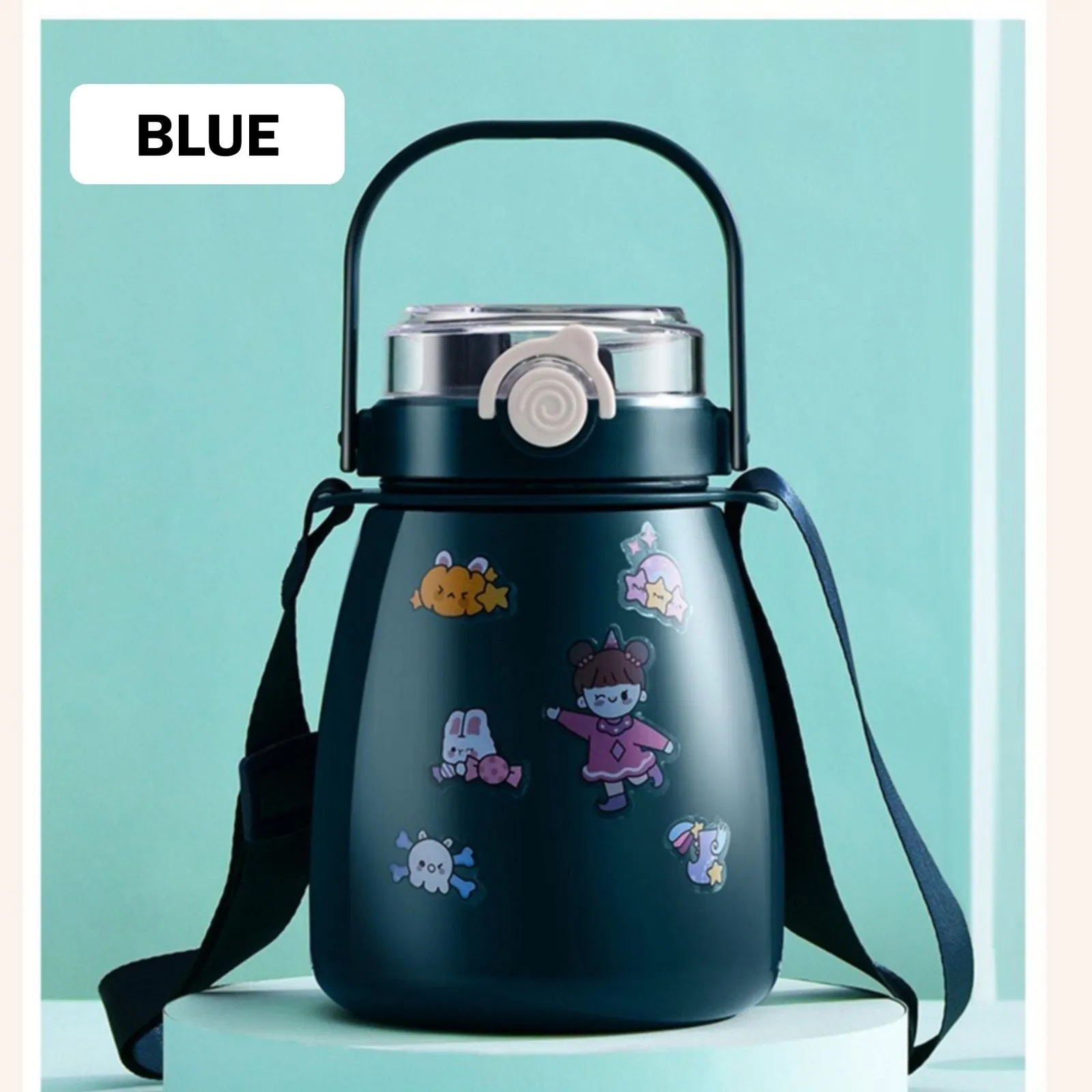 Big Belly Stainless Steel Water Bottles Leaf Proof 1000ml Large Capacity (Keep Cold and Warm)