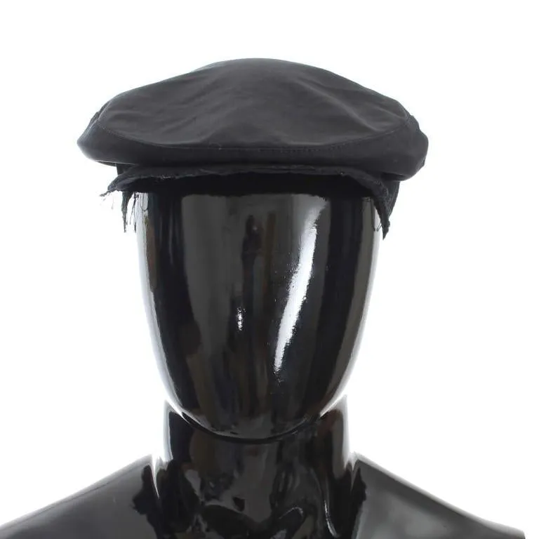 Black Cotton Newsboy Hat