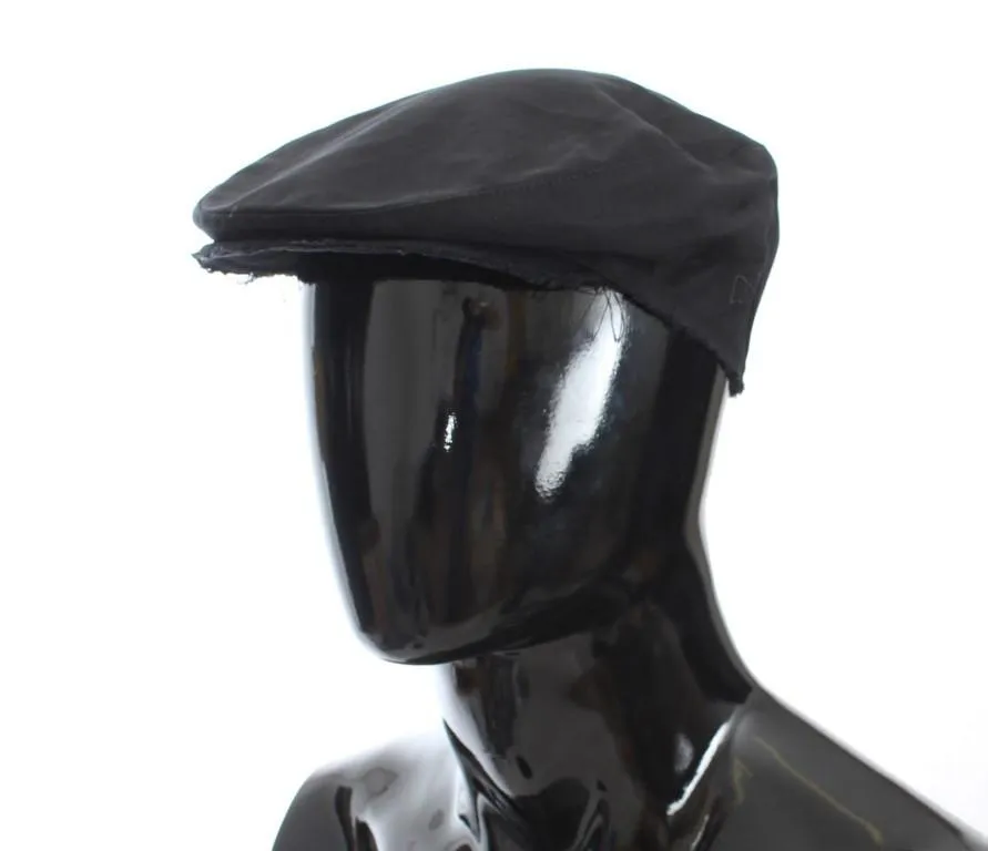 Black Cotton Newsboy Hat