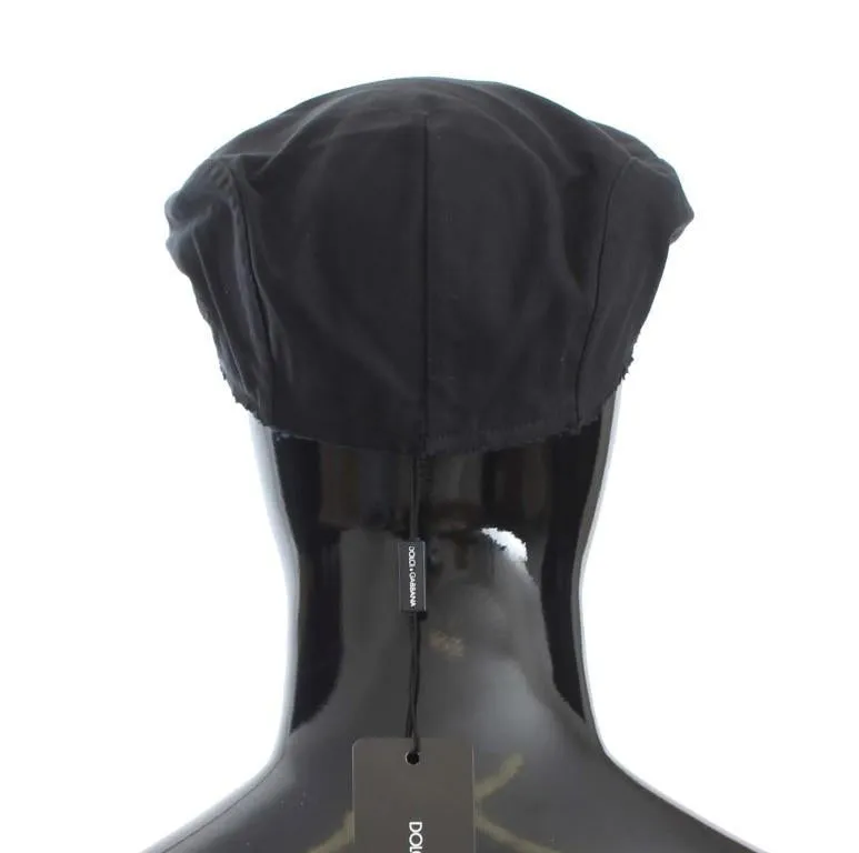 Black Cotton Newsboy Hat