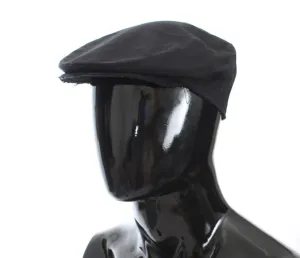 Black Cotton Newsboy Hat