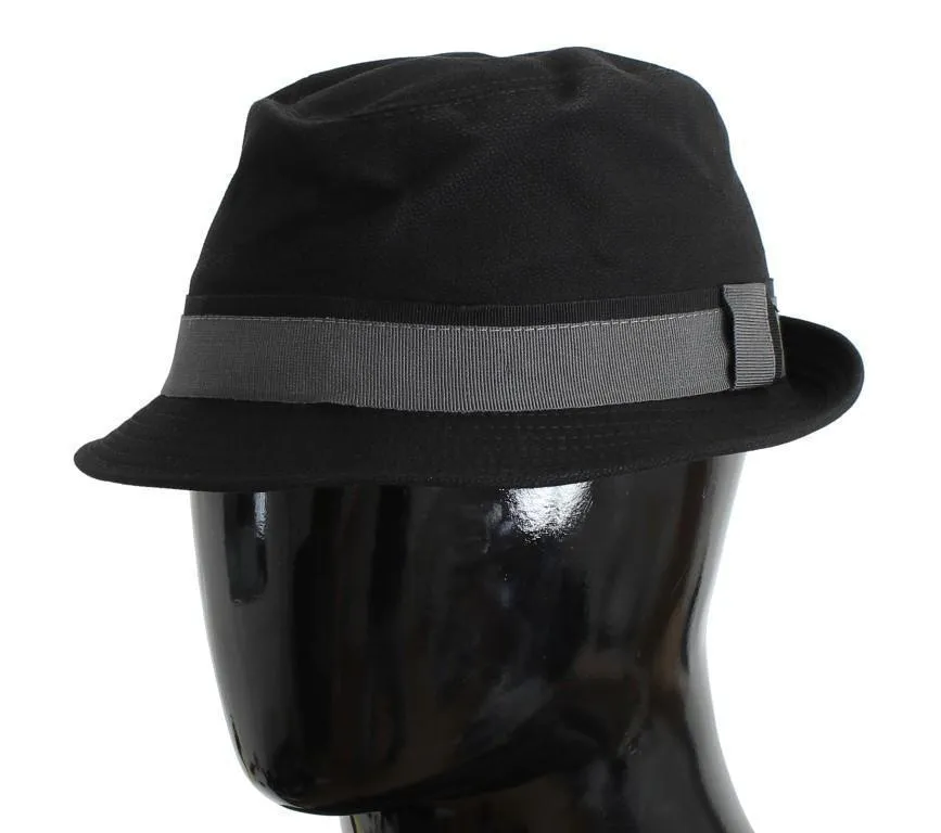 Black Gray Cotton Fedora Trilby Hat