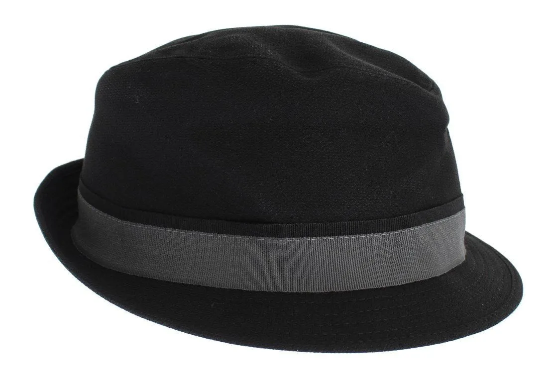Black Gray Cotton Fedora Trilby Hat
